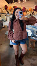 Load image into Gallery viewer, Polka dot rust orange blouse