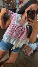 Load image into Gallery viewer, Strawberry Gingham Lace Top