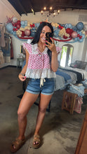 Load image into Gallery viewer, Strawberry Gingham Lace Top