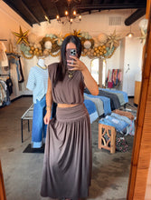 Load image into Gallery viewer, Mocha Balloon Top &amp; Skirt Set

