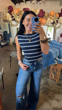 Load image into Gallery viewer, Navy &amp; Green Striped Tank
