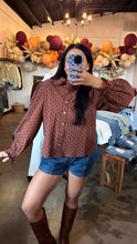 Load image into Gallery viewer, Polka dot rust orange blouse
