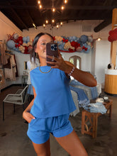 Load image into Gallery viewer, On The Go Sweat Short Set - Blue
