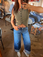 Load image into Gallery viewer, Cuffed Dark Wide Leg
