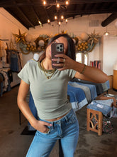 Load image into Gallery viewer, Olive Striped Baby Tee
