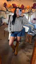 Load image into Gallery viewer, Brown &amp; Cream Striped Cardi

