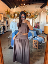 Load image into Gallery viewer, Mocha Balloon Top &amp; Skirt Set
