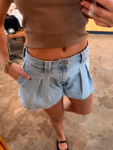 Load image into Gallery viewer, Pleated Denim Bubble Shorts
