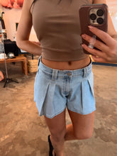 Load image into Gallery viewer, Pleated Denim Bubble Shorts
