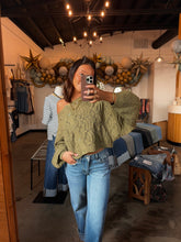 Load image into Gallery viewer, Olive Green Crochet Cardigan
