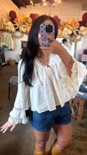 Load image into Gallery viewer, Cream Lace Button Down Blouse
