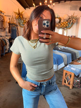 Load image into Gallery viewer, Olive Striped Baby Tee
