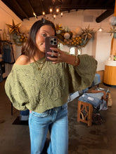 Load image into Gallery viewer, Olive Green Crochet Cardigan
