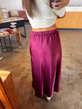 Load image into Gallery viewer, Burgundy Satin Skirt
