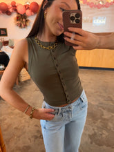 Load image into Gallery viewer, Army Green Button-Up Tank Top
