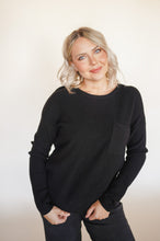 Load image into Gallery viewer, Black Waffle Sweater
