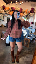 Load image into Gallery viewer, Polka dot rust orange blouse
