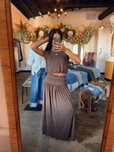 Load image into Gallery viewer, Mocha Balloon Top &amp; Skirt Set

