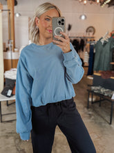 Load image into Gallery viewer, Baby Blue Bubble Hem Sweatshirt
