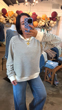 Load image into Gallery viewer, White &amp; Black Terry Striped Top

